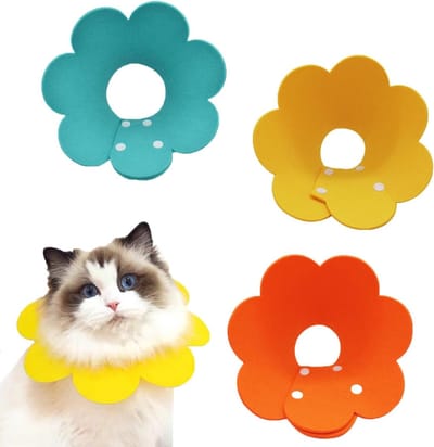 Verstelbare en Zachte Kattenhalsband, Beschermende Kraag voor Kleine en Middelgrote Honden en Katten, 3 Stuks in Geel, Oranje en Lichtblauw