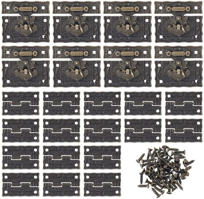 Dailygoods - Cosensi - Dailygoods - Set van 8 Antieke Hasp Klink Gespen en 16 Scharnieren voor Houtbewerkingsprojecten