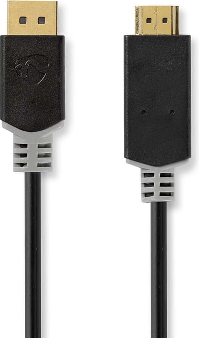 Nedis DisplayPort-Kabel - DisplayPort Male - HDMI Connector - 4K@30Hz - Verguld - 2.00 m - Rond - PVC - Antraciet - Doos