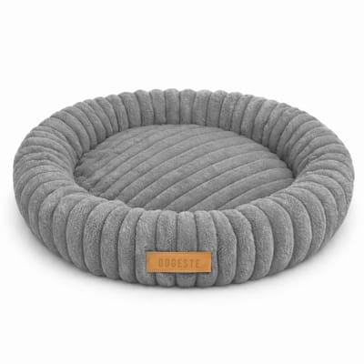 Dogeste Nesto M - Hondenmand 60 cm - Rond - Voor Kleine en Middelgrote Honden - Antistress Pluche - Antislip en Wasbaar - Grijs