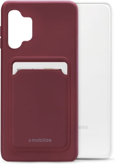 Mobilize Rubber Gelly Card Telefoonhoesje geschikt voor Samsung Galaxy A13 4G Hoesje Flexibel TPU Backcover met Pasjeshouder - Bordeaux