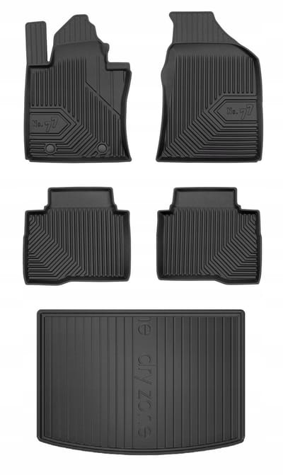 Frogum Voordeelset - Automatenset No.77 + Dry Zone Kofferbakmat - Geschikt voor SsangYong Korando IV (vanaf 2019) - Hoge laadvloer - TPE Rubber - Zwart