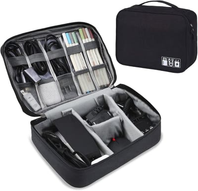 Universele Kabel Organizer Tas - Waterdichte Opbergtas voor Elektronische Accessoires - 2 Laags met Aanpasbare Indeling