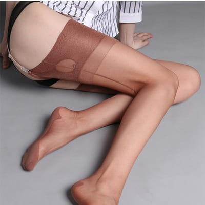 Bas Sexy pour Femmes avec Découpe Oeil, Bas Hauts Rétro avec Couture Arrière, Bas Ultra Fins Transparents en Nylon, Bas-culotte pour Soirée M