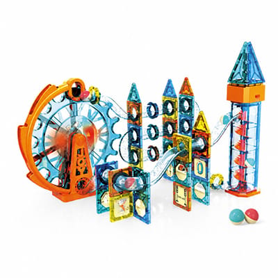Meedeer Magnetische Blokken 107 Stuks-Bouwstenen-Elektrisch reuzenrad Bouwblokken-Magnetische spoorblokken-Kinderspeelgoed-montessori open einde speelgoed-3+Jaar