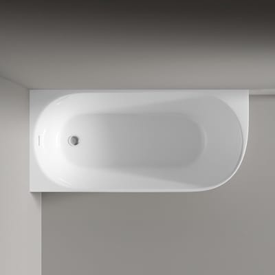 Hoekbad Nora Corner 170 x 80 x 58 cm Inbouw Links – Luxe Acryl Badkuip met Dubbelwandige Isolatie, 195L Ligbad in Glanzend Wit, Ruimtebesparend Bad met Rugsteun – Vermissen