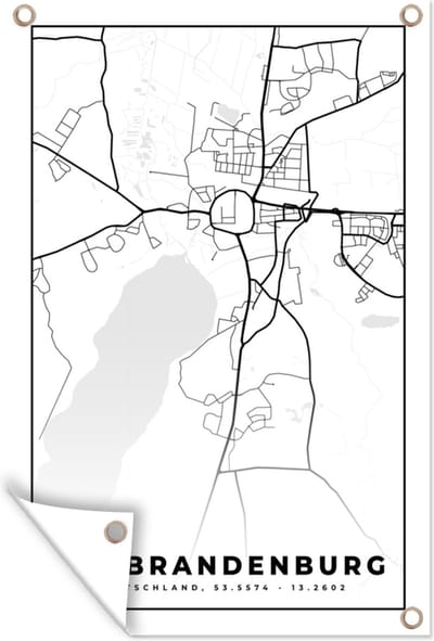 Muurdecoratie Stadskaart - Neubrandenburg - Plattegrond - Kaart - 120x180 cm - Tuinposter - Tuindoek