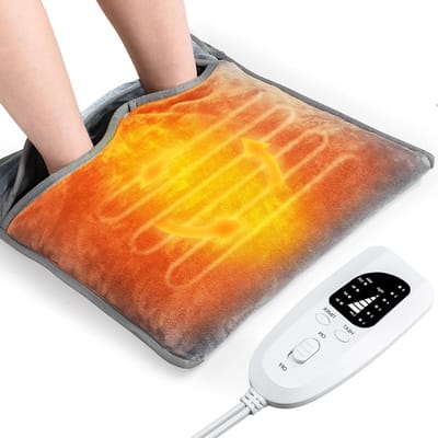 KZQ Voetverwarmer Elektrisch Verwarmingsmat Warmtemat Infrarood Verwarming Voetwarmer 40 x 40 cm Grijs 6 Warmtestanden Ultra Soft Flannel Elektrische Voetenwarmer Double Sided Heating 5 Laag Veiligheidssysteem 4 Timer Instellingen