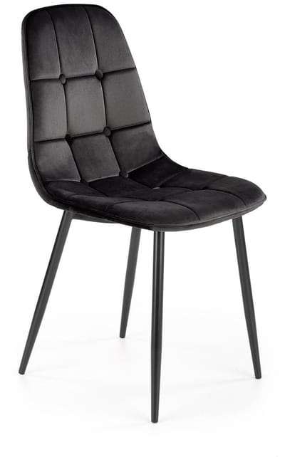 Halmar W160 - Eetkamerstoel - Zwart - Velours - Metalen Poten