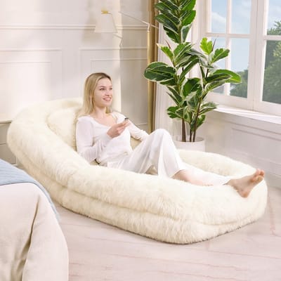 DESMIU Fauteuil 102 X 89 X 88 Cm - 5 Standen Verstelbare Rugleuning Voor Zitten En Liggen - Voor Woonkamer En Slaapkamer - Pluche Beige