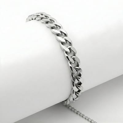 Ainy - Stainless Steel Armband Zilver | 7mm-18+5cm | Sieraden | Unisex Bracelet | Schakelarmband | RVS Staal | Cadeau voor Dames en Heren