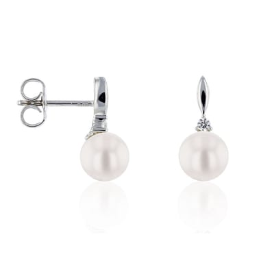 Luna Creation - 312.1461 - Oorstekers - 585 witgoud - Zoetwatercultuurparel 6-6,5 mm