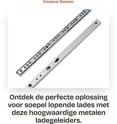 Dailygoods- Ladegeleiders Bodemmontage - Stalen Ladegeleiders - 2 Stuks - Glijdrails - Ball Bearings - Afmetingen 246x17x10mm - Ladegeleider