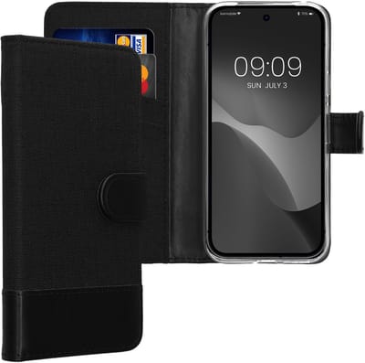 kwmobile telefoonhoesje geschikt voor Google Pixel 9a - Hoesje met pasjeshouder in antraciet / zwart - Case met portemonnee