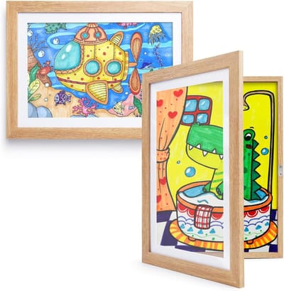 SVN® Wissellijst Kindertekening - Fotolijst - Luxe fotolijst voor kindertekeningen - Bruin- 33cm x 24cm x 3cm