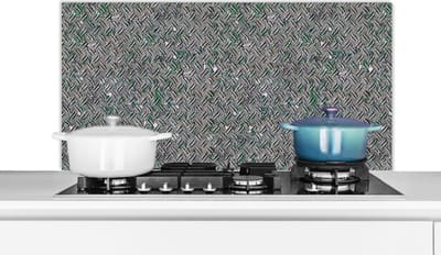 Spatscherm keuken 100x50 cm - Kookplaat achterwand IJzer - Platen - Patroon - Muurbeschermer - Spatwand fornuis - Hoogwaardig aluminium