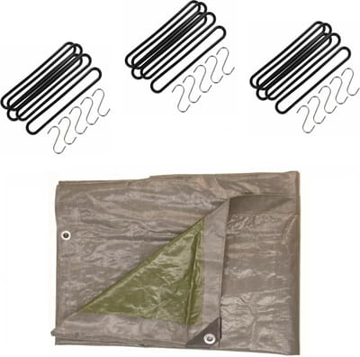 Talentools - Afdekzeil grijs - 4x4 meter - met 15 spanrubbers - en S-haken