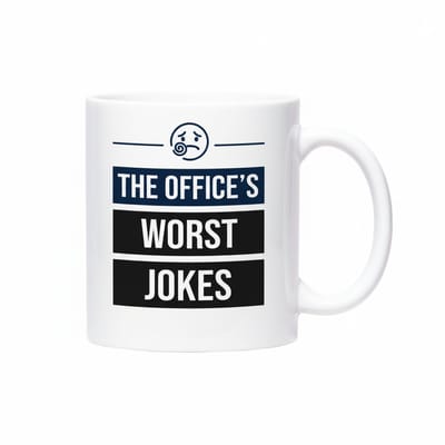 The Office’s Worst Jokes Mok – Grappige Kantoorhumor Tekst – Keramische Koffiemok 330 ml – Leuk Cadeau voor Collega’s