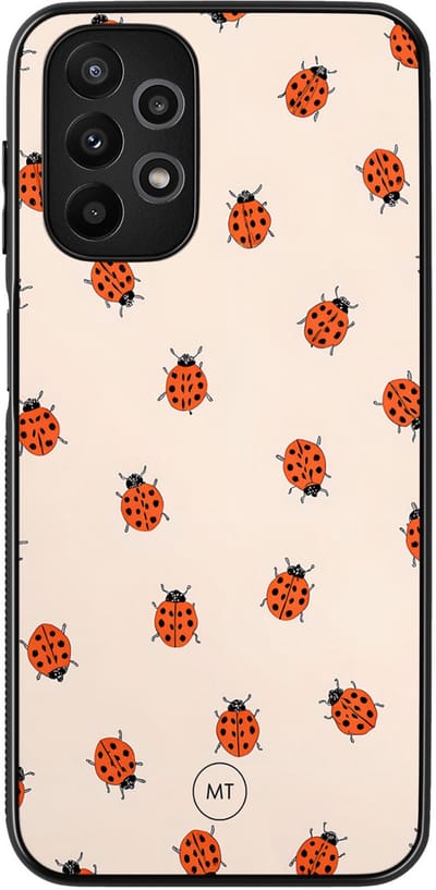 Hoesje geschikt voor Samsung Galaxy A13 4G - Lieveheerstbeestjes - TPU Hard Case Backcover - Beige - Mooie Telefoonhoesjes
