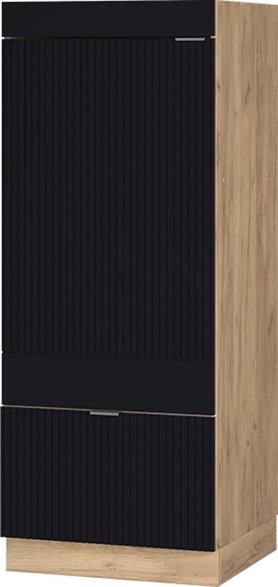 Vicco Hoge kast Fame-Line, Zwart gestreept/Goudkleurig Eiken, 60 cm