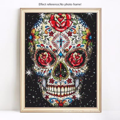 Peinture diamant avec pierres rondes, dessin animé, broderie de crâne, images de loisirs et d'artisanat 20X30 gray