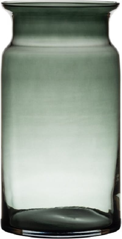Hakbijl Glass melkbus vaas - donkergrijs - glas - D15 x H29 cm - bloemenvaas/boeketvaas