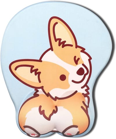 Comfortabele Gel Kussen Muismat met Palmsteun - 3D Muismat met Corgi Motief voor Ergonomisch Gebruik en Ondersteuning