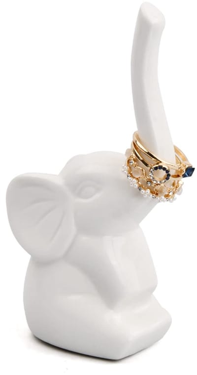 porselein, olifant, ringstandaard, unieke ringstandaard, sieradenhouder, olifant, ringhouder, sieradendienblad voor sieradenstandaard, organizer en display