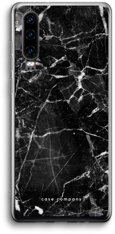 Case Company® - Hoesje geschikt voor Huawei P30 hoesje - Zwart Marmer - Soft Cover Telefoonhoesje - Bescherming aan alle Kanten en Schermrand