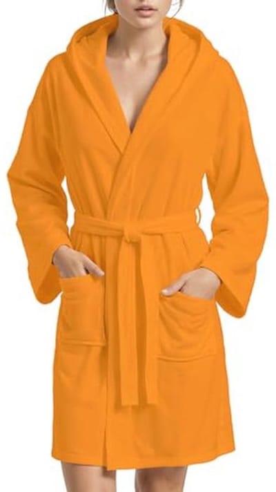 Microvezel Badjas Unisex - Comfortabele en Praktische Badjas in Oranje, Maat S