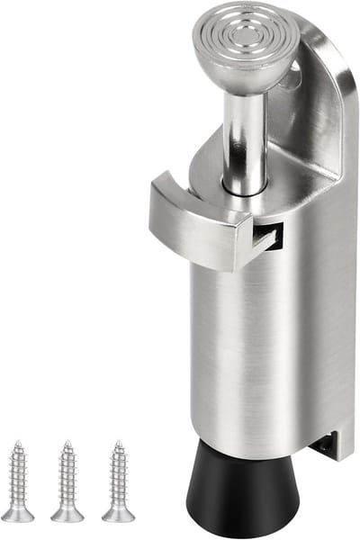 Robuuste Deurstoppers met Zachte Rubber Tip voor Binnengebruik - Ideaal voor Garage, Kantoor en Thuis, 10.5 cm Hoog, Zilver, Gemaakt van Zinklegering