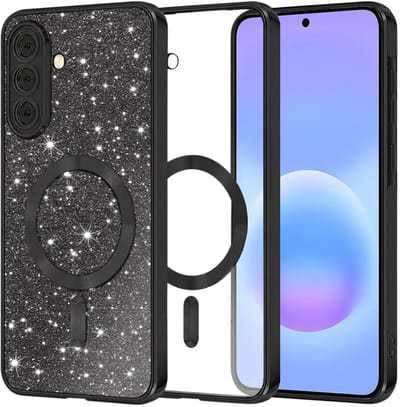 Hoesje geschikt voor Samsung Galaxy A57 - Techsuit Luxury Glitter Back Cover - Geschikt voor MagSafe - Zwart