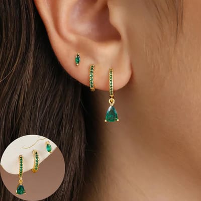 3-delige Mode Roestvrij Staal Ronde Ster Druppel Oorbellen Set voor Vrouwen 18K Verguld Hangende Oorbel Punk Unisex Rock Sieraden