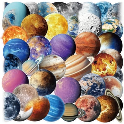50 stuks Planeet Ruimtestation Droom Stickers Planeet Ster Doe-het-zelf Bagage Stickers Creatieve Cartoon Graffiti Stickers brown