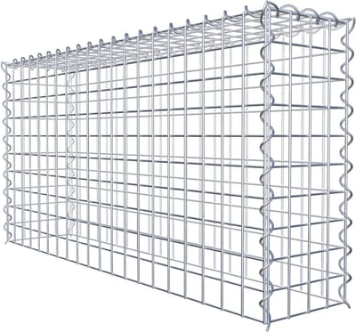 Schanskorf - Steenkorf Draadkorf - Tuinontwerp - Spiraalsluiting - 100x50x20 cm - Zilver