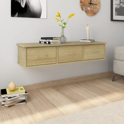 vidaXL - Wandschap - met - lades - 88x26x18,5 - cm - bewerkt - hout - sonoma - eiken