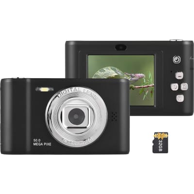Appareil photo numérique 1080P Caméra vidéo numérique 50MP Photo Double objectif Écran 2,4 pouces Zoom numérique 8X noir