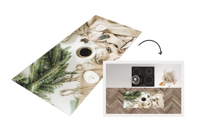 Keukenloper - Loper keuken - Winter - Koffie - Kleed - 120x50 cm - Keukenloper vinyl
