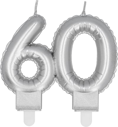 Boland - Kaarsje '60' zilver 60 Zilver - Geen thema - Verjaardag - Jubileum