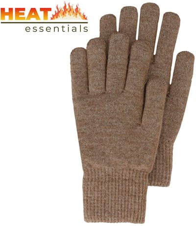 Heat Essentials - Handschoenen Dames - Taupe Melange - One Size - Gebreid - Warm en Zacht