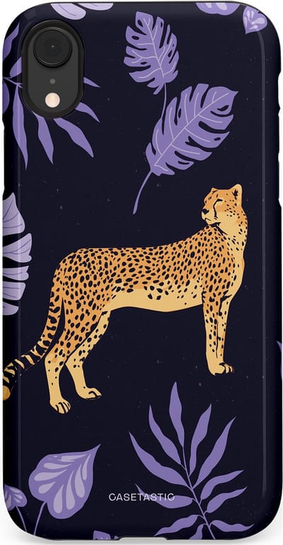 Casetastic Hoesje Geschikt voor Apple iPhone Xr - Stijlvolle Beschermende Duo-layer Case - Cheetah snelheid