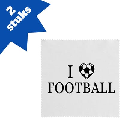 Akyol - i love football brillendoekjes - Voetbal - voetballers - sport - atleten - kado - cadeau - 17,8 bij 17,8 cm - 2 stuks