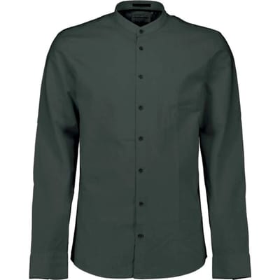 No Excess Shirt with linen granddad dark steel