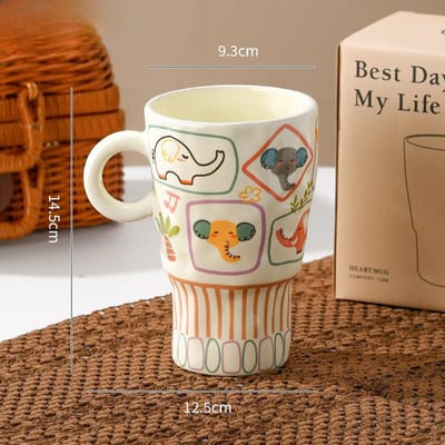 Tasse en céramique à épingler à la main Tasse à haute apparence Gobelet artistique Tasse d'illustration Bureau Grande tasse à eau Femmes 530ml