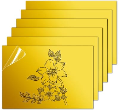 Lege ABS kunststof platen voor lasergravure, 1.3mm dik, ideaal voor DIY-projecten, decoraties en kunstwerken (Zwart op Spiegeld Goud, 6 Stuks)