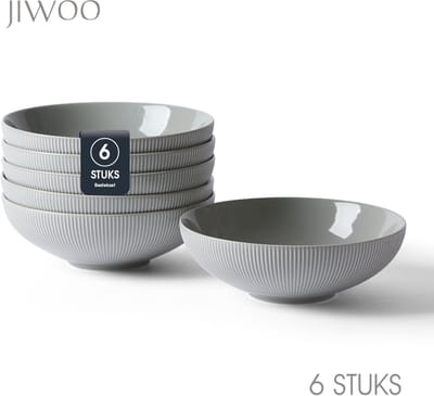 Pastabord set van 6 (Ø20cm / 980ml), Diepe borden, Soepborden, Serviesset 6 persoons, Geschikt voor restaurants, hotels, banketten, familiefeesten, en picknicks, Magnetron-vaatwasserbestendig, Keramiek