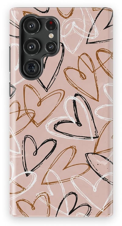 Tough Hoesje met Hartjes Samsung Galaxy S22 Ultra | Little Love Tough Case Geschikt voor Mag | Hartjes Print Backcover Samsung Galaxy S22 Ultra Artful Hearts