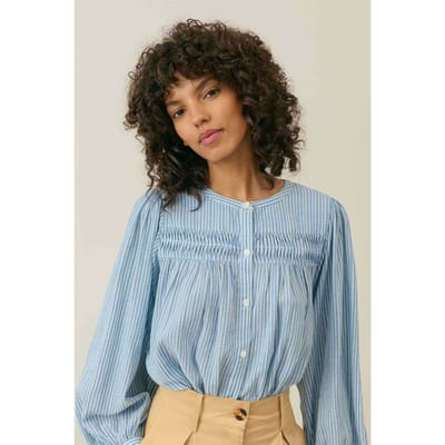 Louise Misha Shirt Jally Blue Parasol Stripes Maat: 44 | Longsleeves Outlet | Dames | Blauw