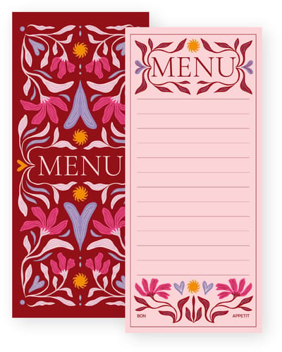 Fabrique a la Carte - Menukaarten - invulbaar - bloemen - 8 stuks