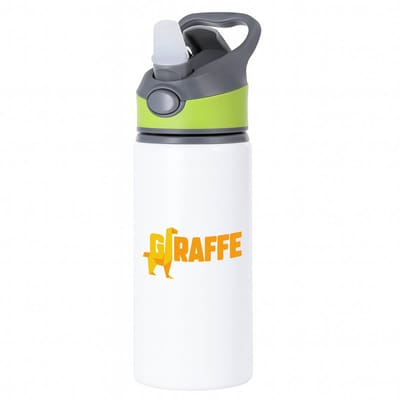 Hacebo® - giraffe logo geel waterfles met rietje groen - Giraffe - dieren liefhebber - iemand die houdt van giraffen - verjaardag - cadeau - kado - geschenk - water fles - 650ML